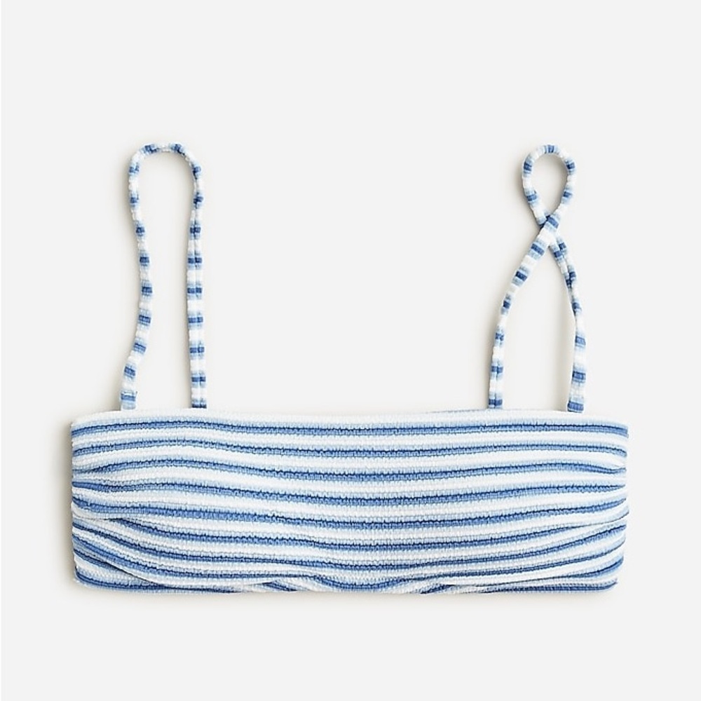 NWT J Crew Textured Clean Bandeau Bikini Top in Stripe Size 3X